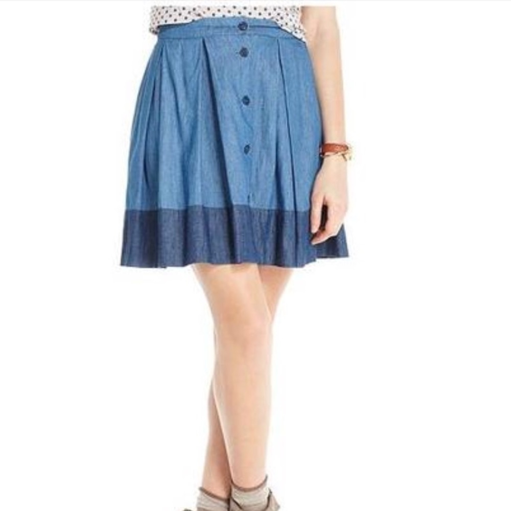 Maison Jules | Two-tone chambray button skirt